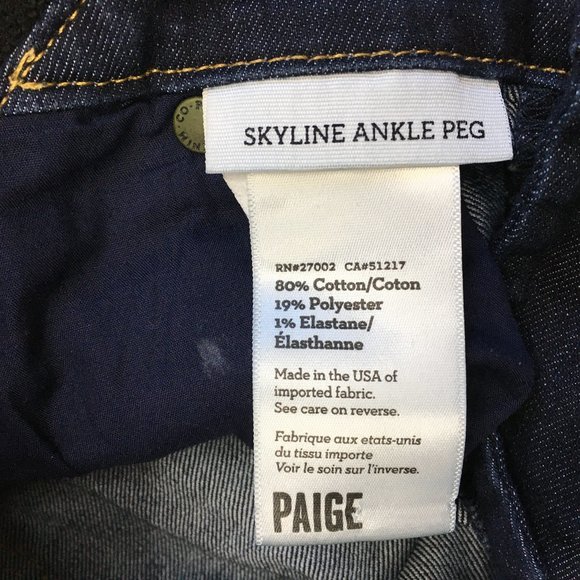 PAIGE Carson Dark Wash Skyline Ankle Peg Maternity Pull On Skinny Jeans - Picture 3 of 16